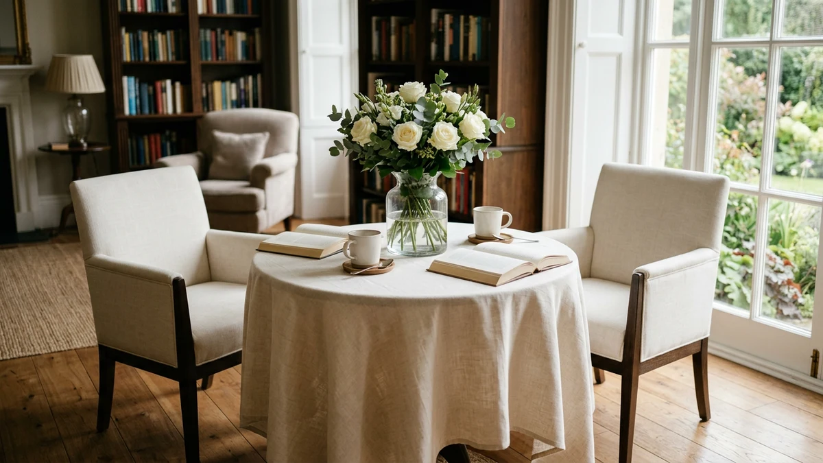 Welcoming table and two chairs prepared for a first psychic reading in Woodland Hills