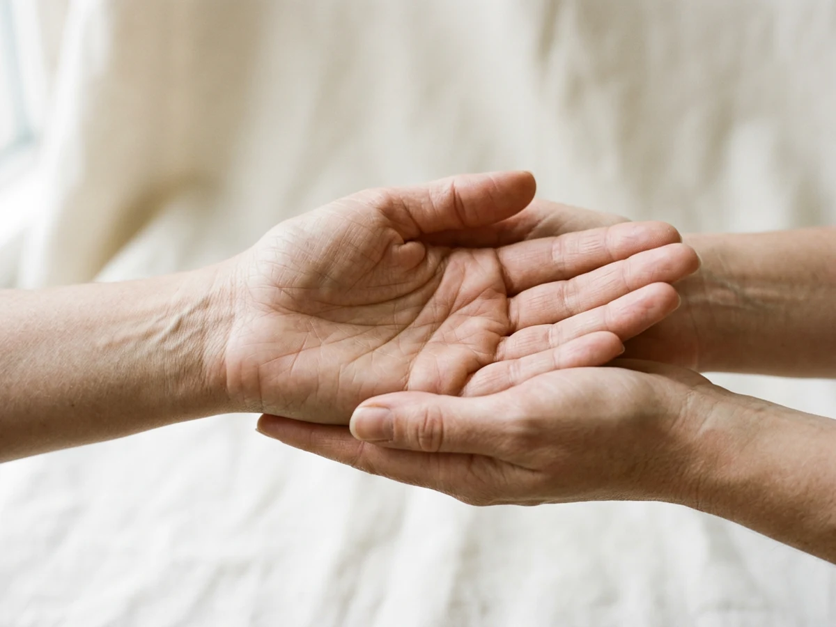 Close-up of hands during a palm reading in Woodland Hills